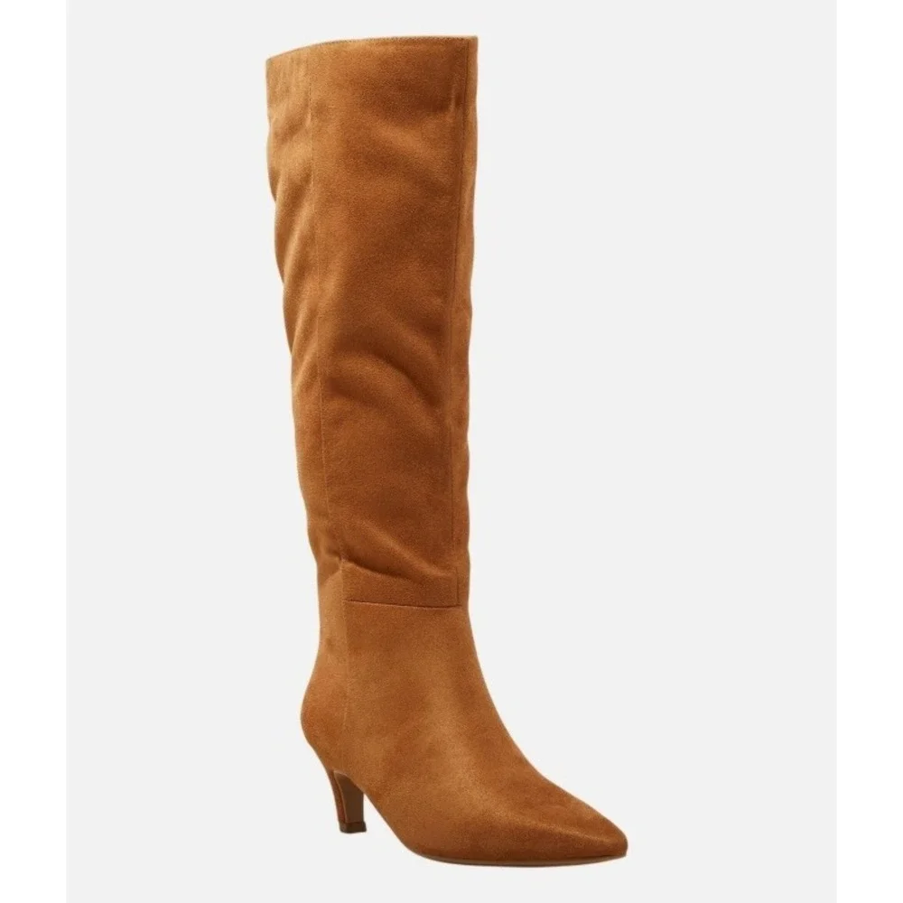 Universal Thread Kendra Tall Dress Boots Cognac Faux Suede Pointed Toe Size 9.5